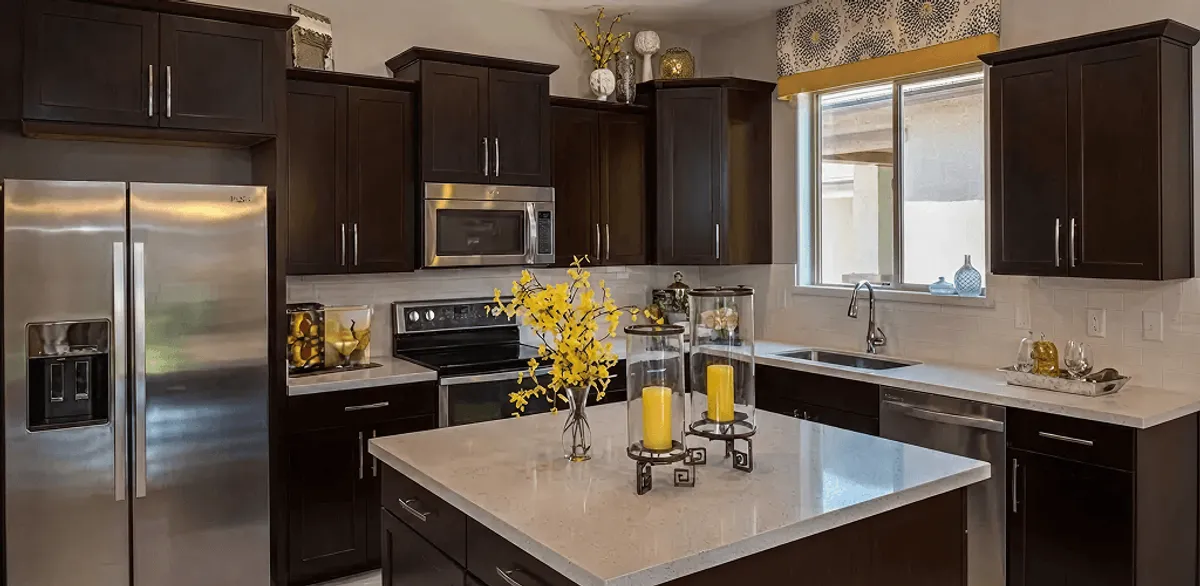 Cabinet painting results with freshly painted kitchen cabinets in Tempe, AZ