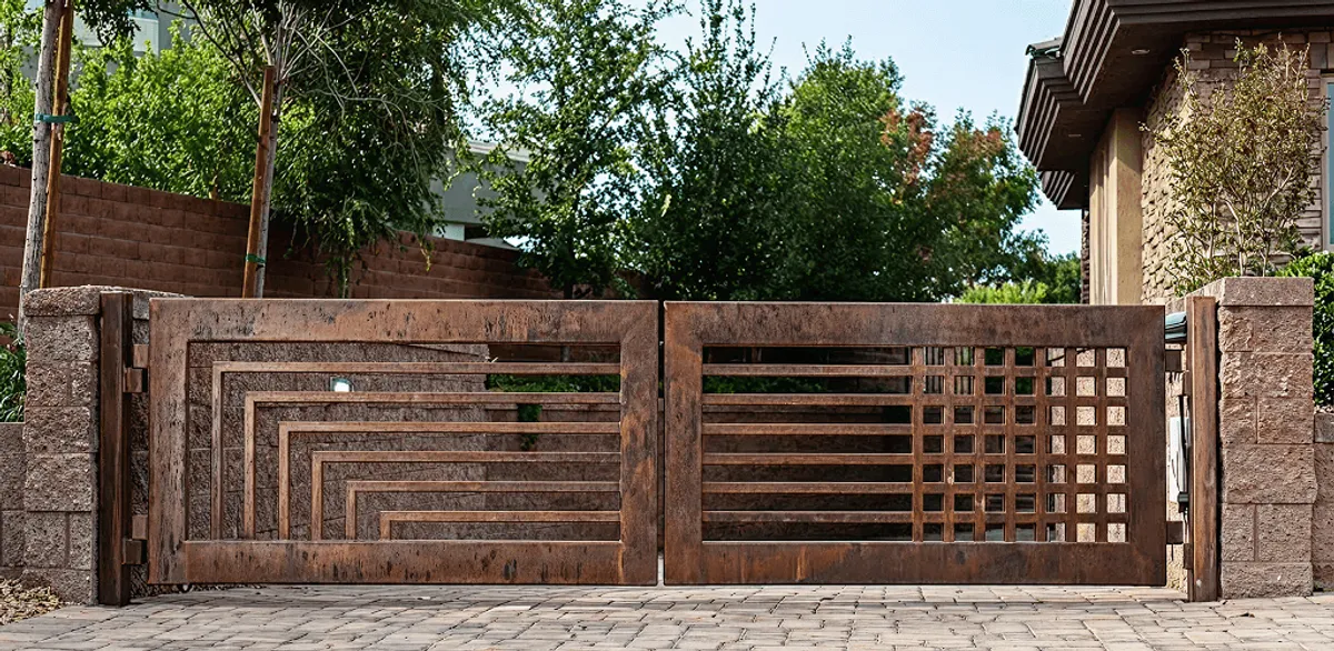 Custom driveway gate installation for a home entrance in Tempe, AZ