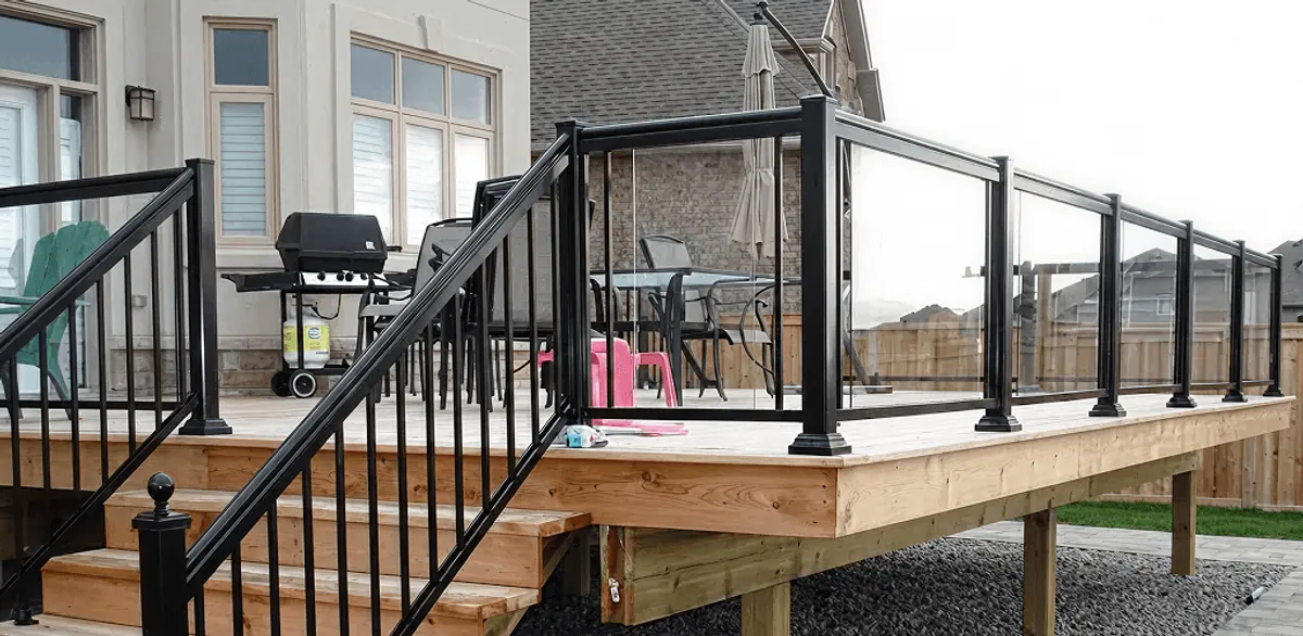 Handrail installation on a deck staircase for safety and code compliance in Tempe, AZ