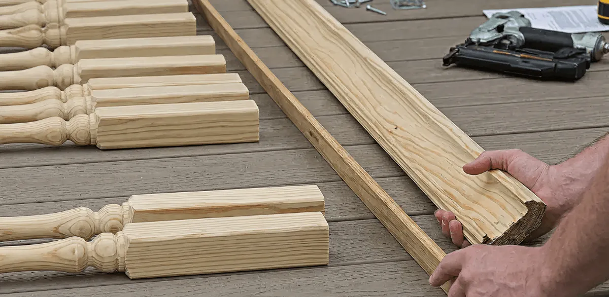 Handrail installation materials and wood components for stair rail work in Tempe, AZ